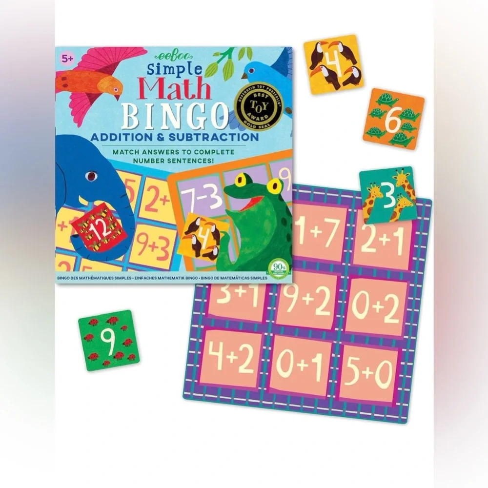 Eeboo Simple Math Bingo Addition and Subtraction Game